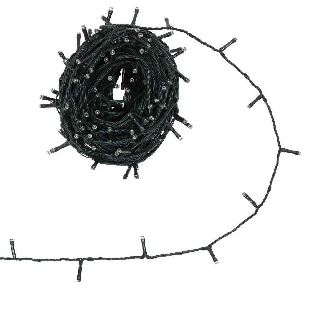 Guirlande lumineuse d'extérieur 20 m 267 led blanc froid fil vert 13 fonctions avec minuteur sur secteur