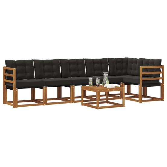 Ensemble de canapés d'extérieur 7 pcs naturel et noir