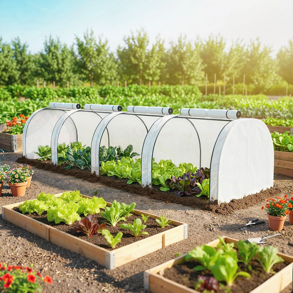 Serre tunnel de jardin pe cadre acier 395 x 100 x 80 cm blanche potager protection cultures - comfortxl outdoor living