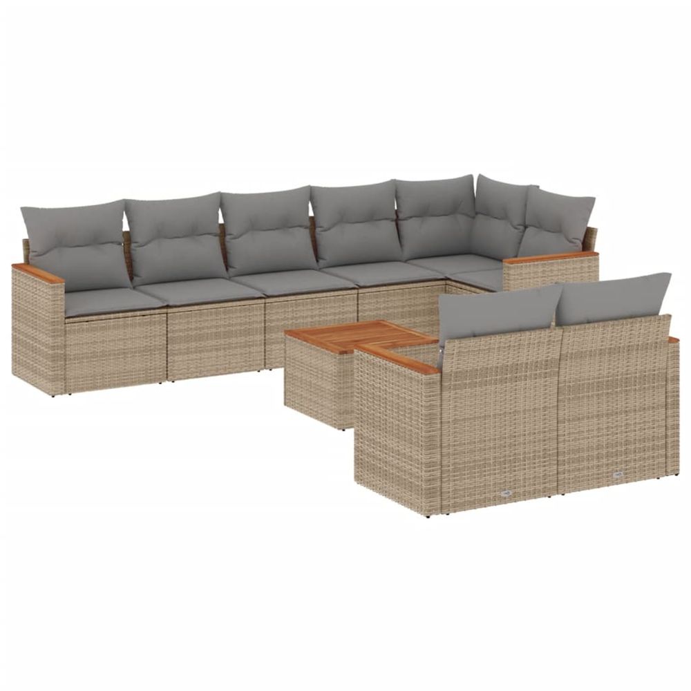 Salon de jardin avec coussins 9pcs mélange beige résine tressée