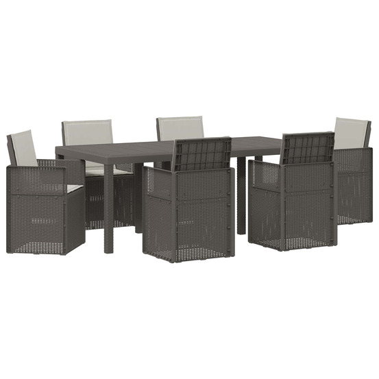 Ensemble de salle à manger pour jardin 7 pcs gris clair pp