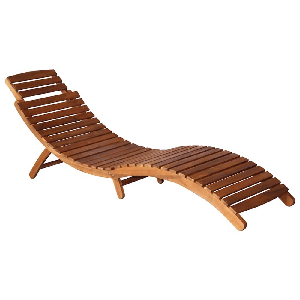 Chaises longues lot de 2 avec table et coussins acacia solide