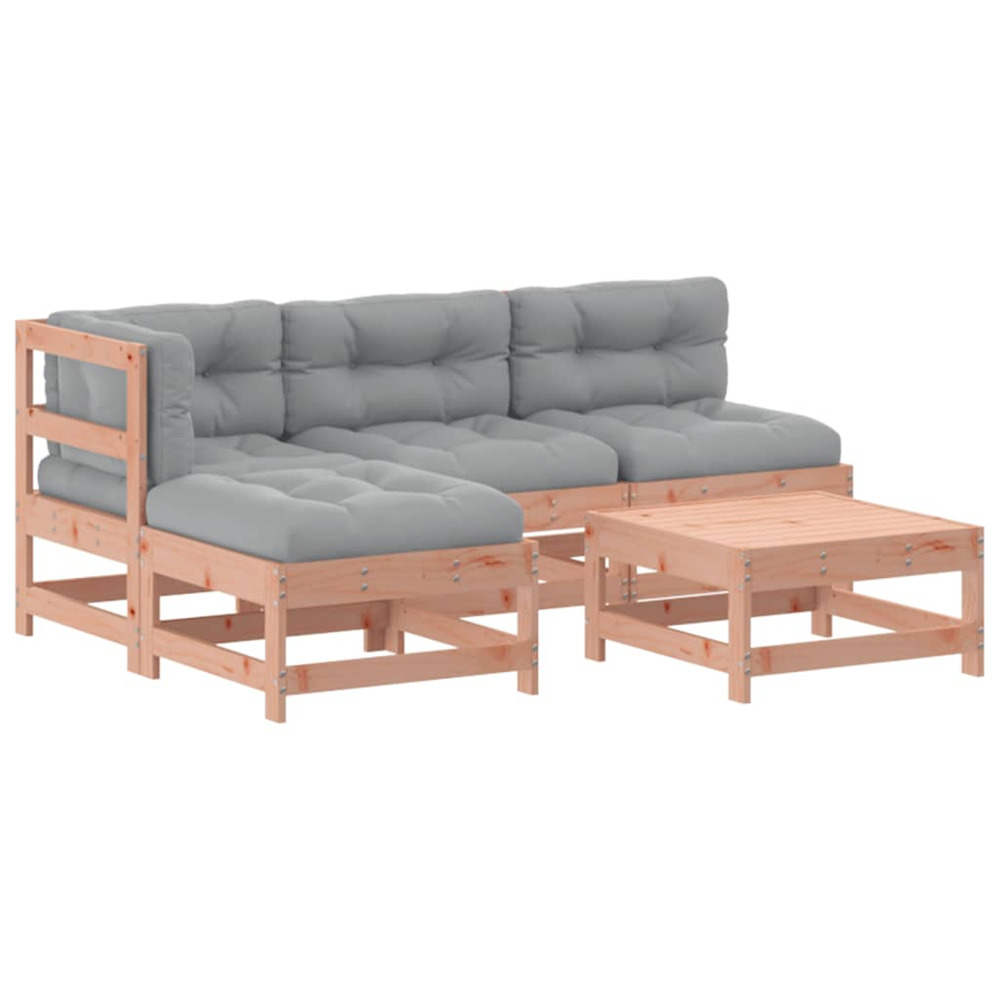 Salon de jardin 5 pcs avec coussins bois massif douglas