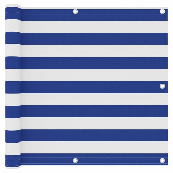 Écran de balcon 90 x 500 cm tissu oxford blanc et bleu