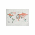 Carte du monde en liège - woody map aquarelle terre cuite / 60 x 45 cm / non encadré