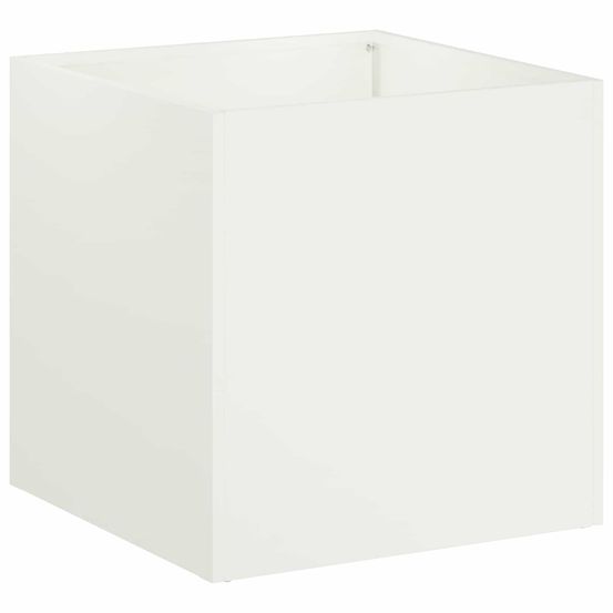 Cache-pot de jardin blanc 35 x 35 x 35 cm acier laminé à froid