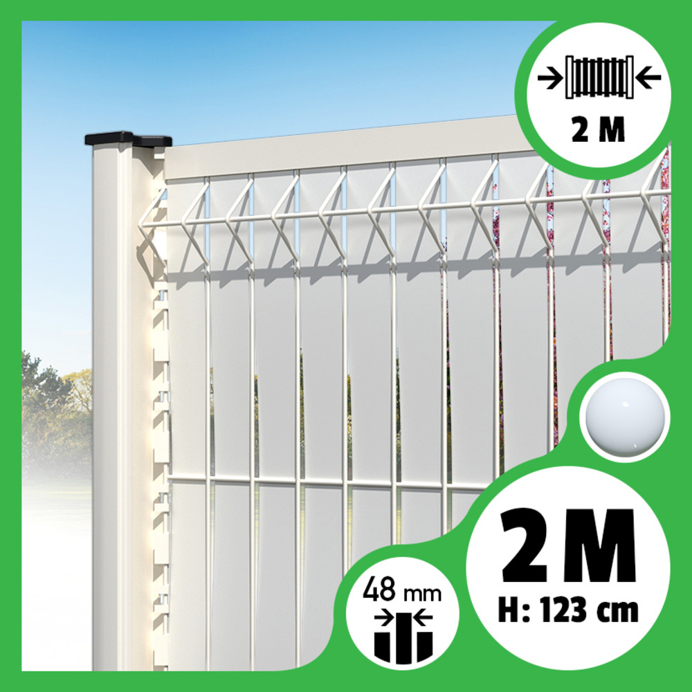 Brise-vue lattes aluminium n55 - blanc - 123 cm, 2 mètres