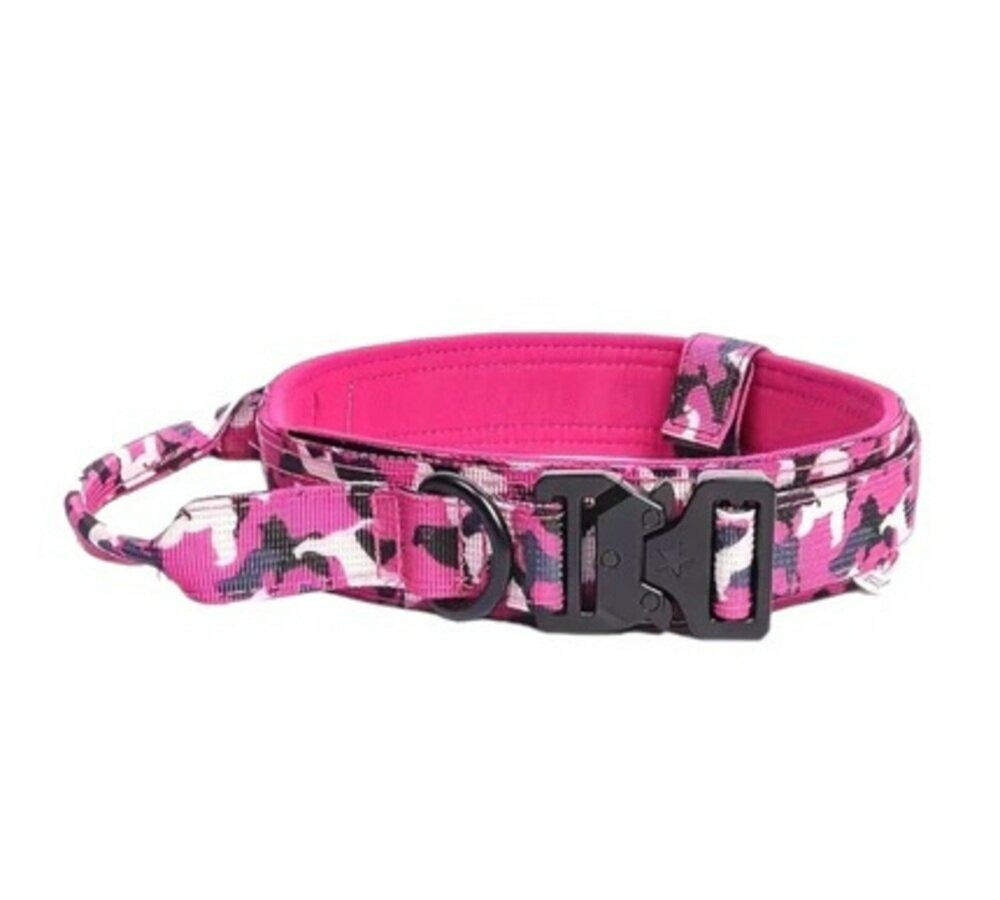 Collier tactique camouflage rose s pour chien, francecroquettes