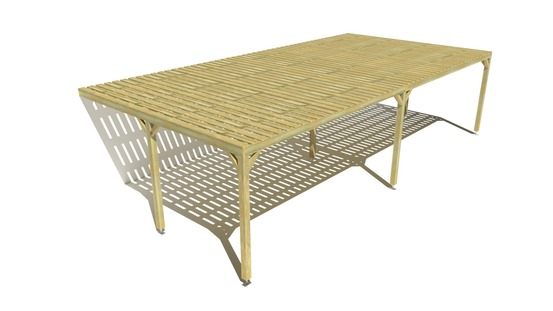 Pergola bois • 10m x 5m • adossée • sens largeur • platelage bois • livraison comprise