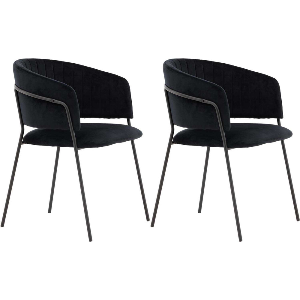 Fauteuil en tissu velours et acier noir selma (lot de 2)
