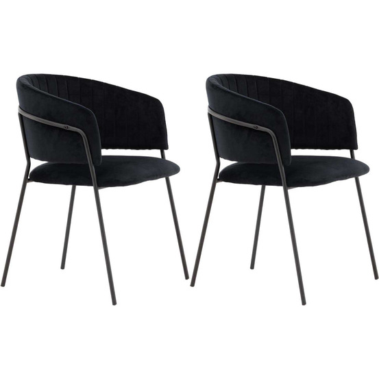 Fauteuil en tissu velours et acier noir selma (lot de 2)