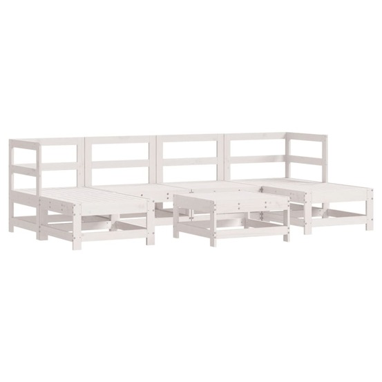 Salon de jardin 7 pcs blanc bois de pin massif
