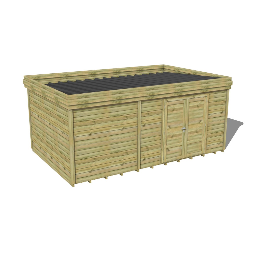 Abri de jardin bois pin traité autoclave 27mm - 5,99x3,44m / 21m2 - bac acier - plancher bois