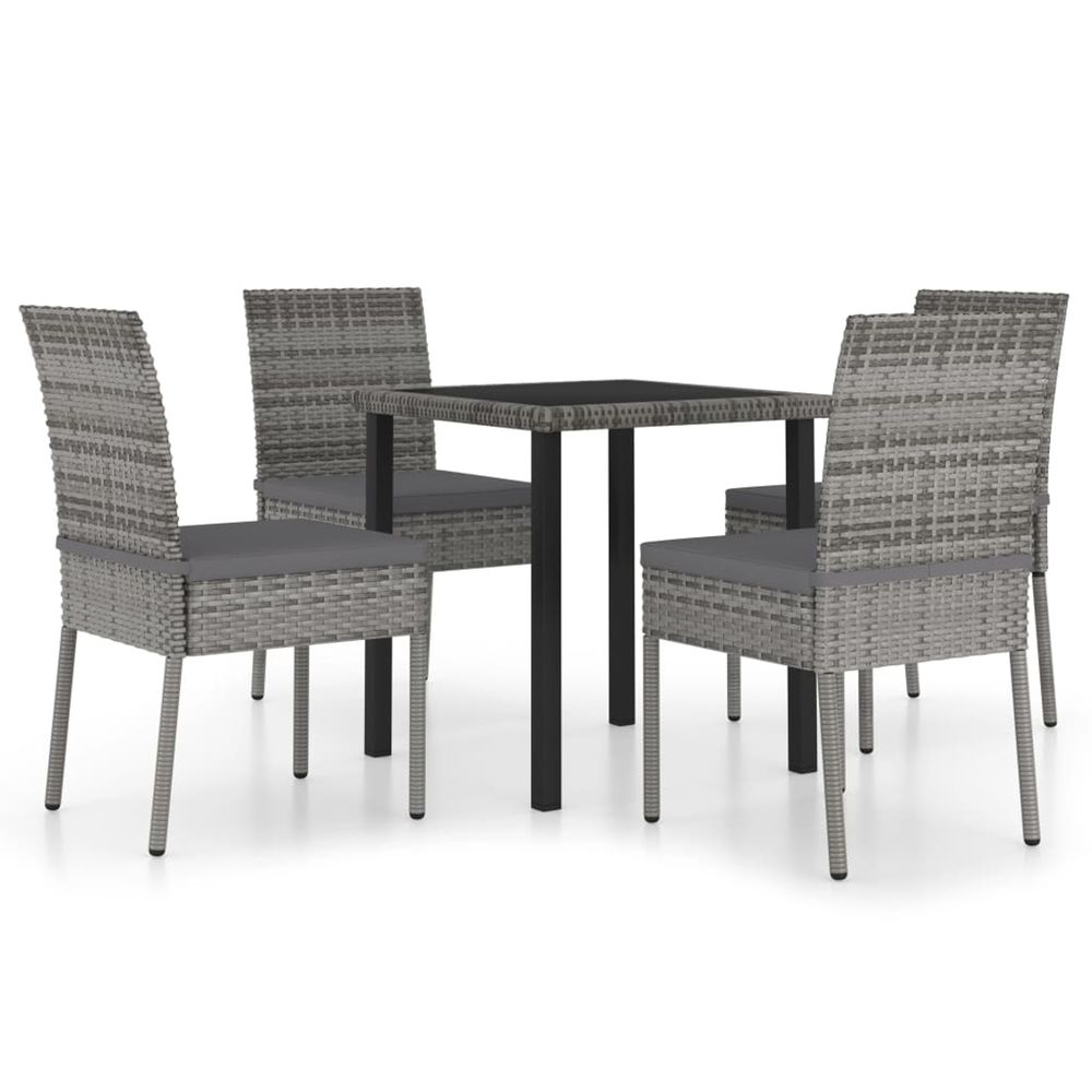 Ensemble à manger de jardin 5 pcs résine tressée gris