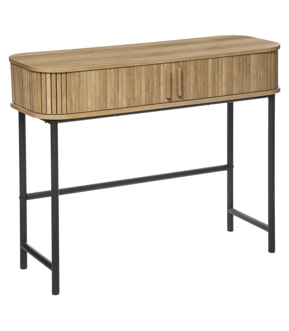 Meuble console 2 portes en bois et pieds en acier l 100 cm