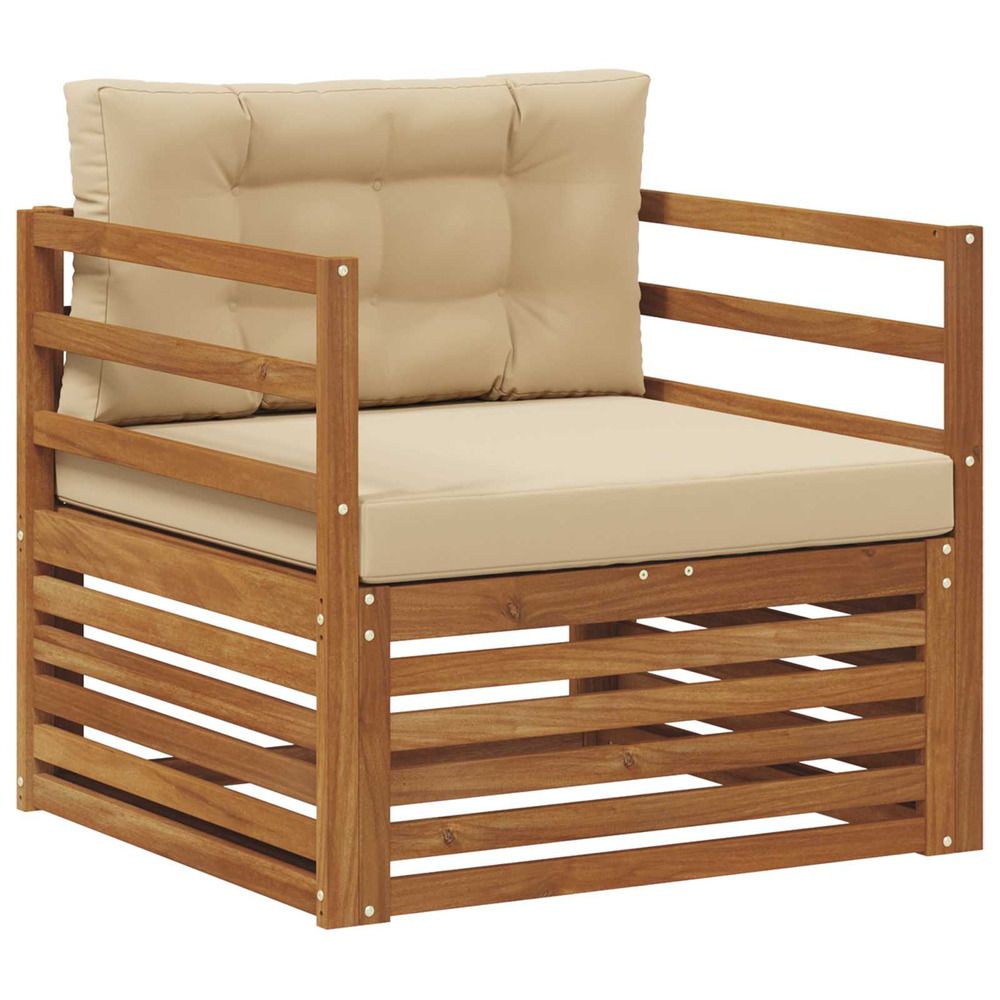 Canapé d’extérieur bois d'acacia massif et polyester