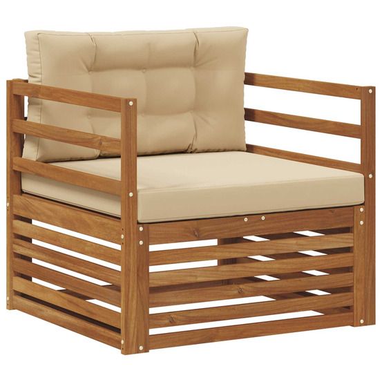 Canapé d’extérieur bois d'acacia massif et polyester