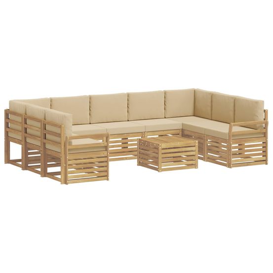 Ensemble de canapés d'extérieur 10 pc blanc et beige polyester