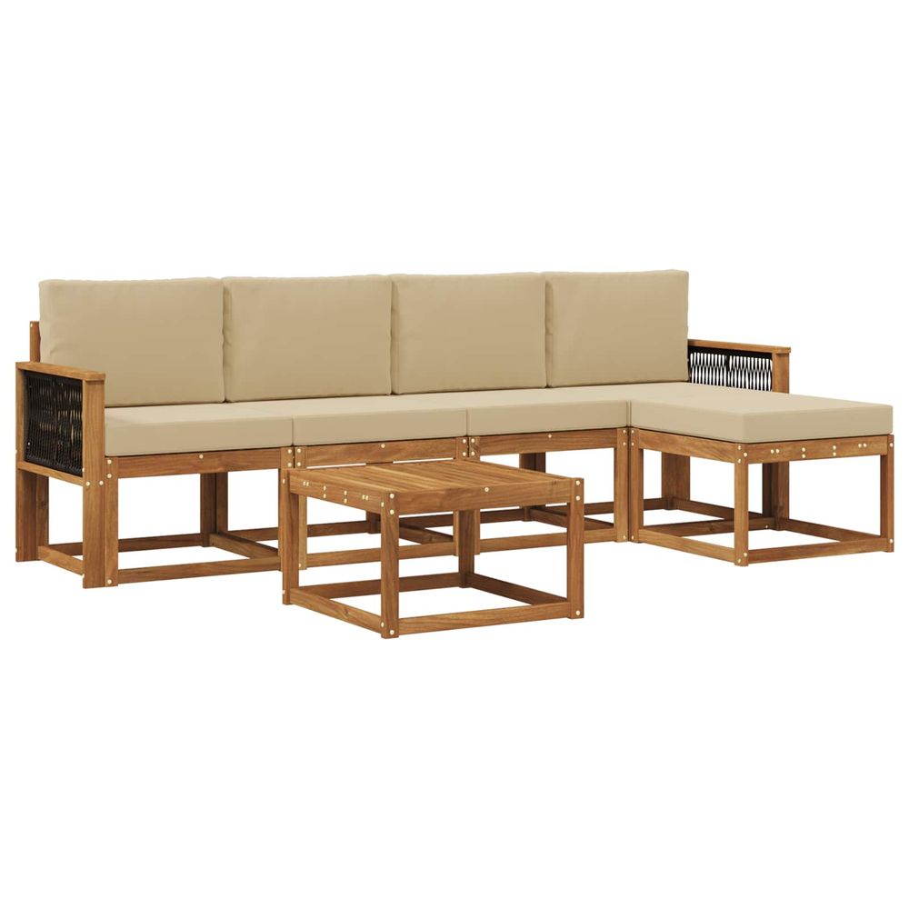 Ensemble de canapés d'extérieur 6 pc naturel et beige polyester
