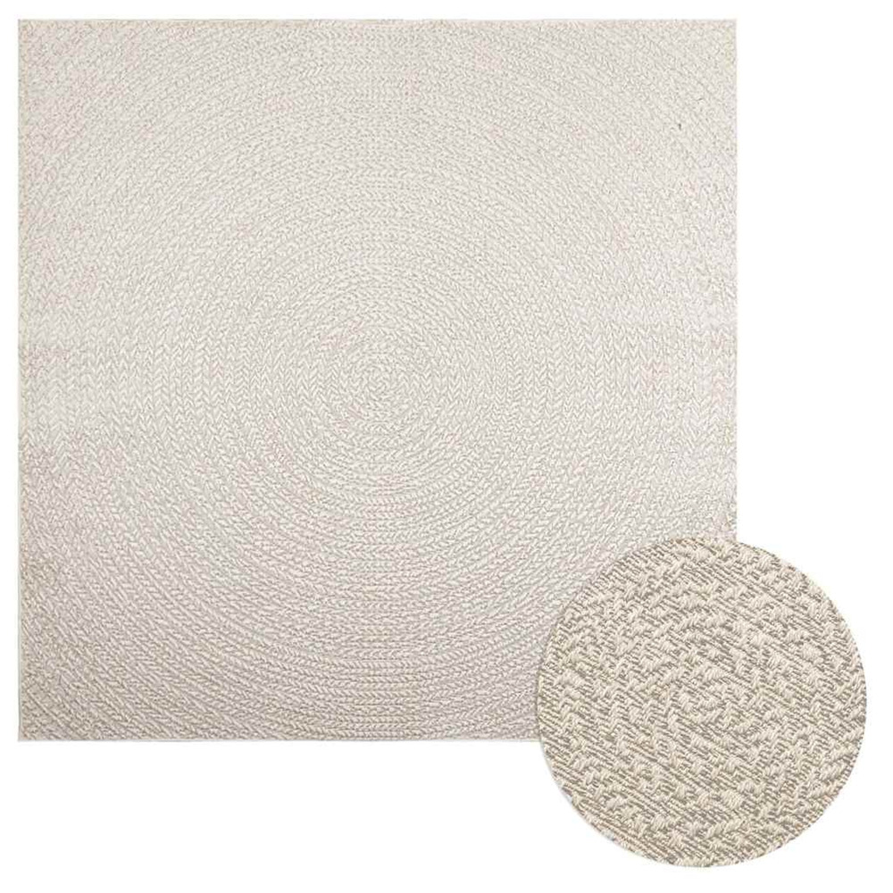 Tapis zizur crème 200x200 cm aspect de jute intérieur extérieur