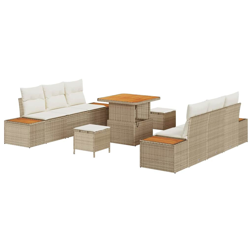 Ensemble de canapé de jardin avec coussin 9 pcs beige et crème