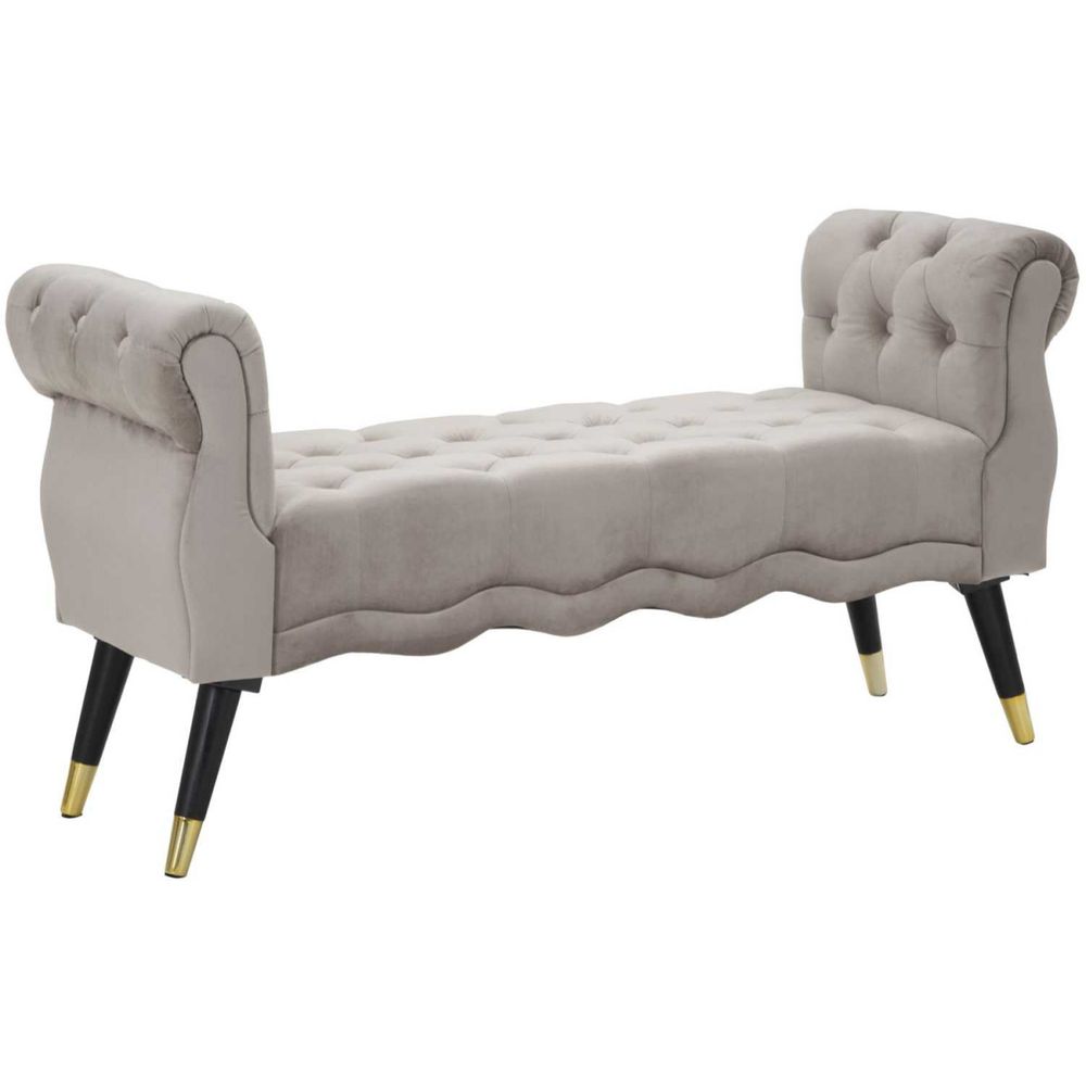 Banc en tissu paris 120 x 40 x 60 cm gris - noir et doré