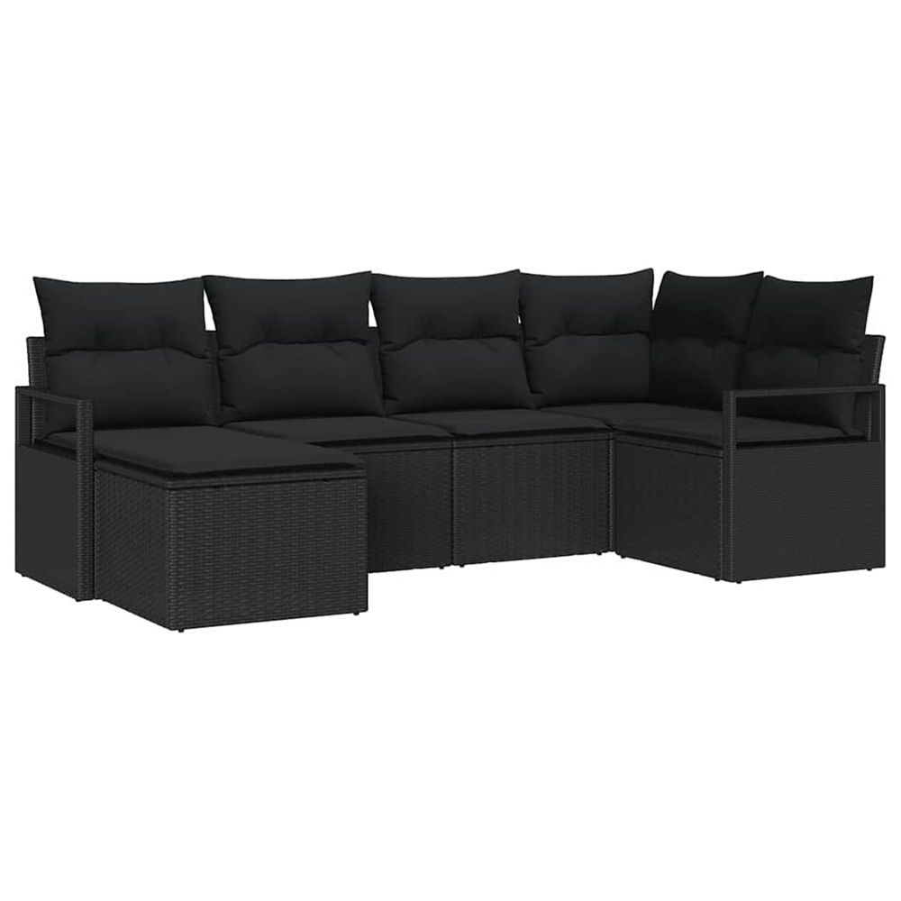 Ensemble de canapés 6 pc noir polyrotin