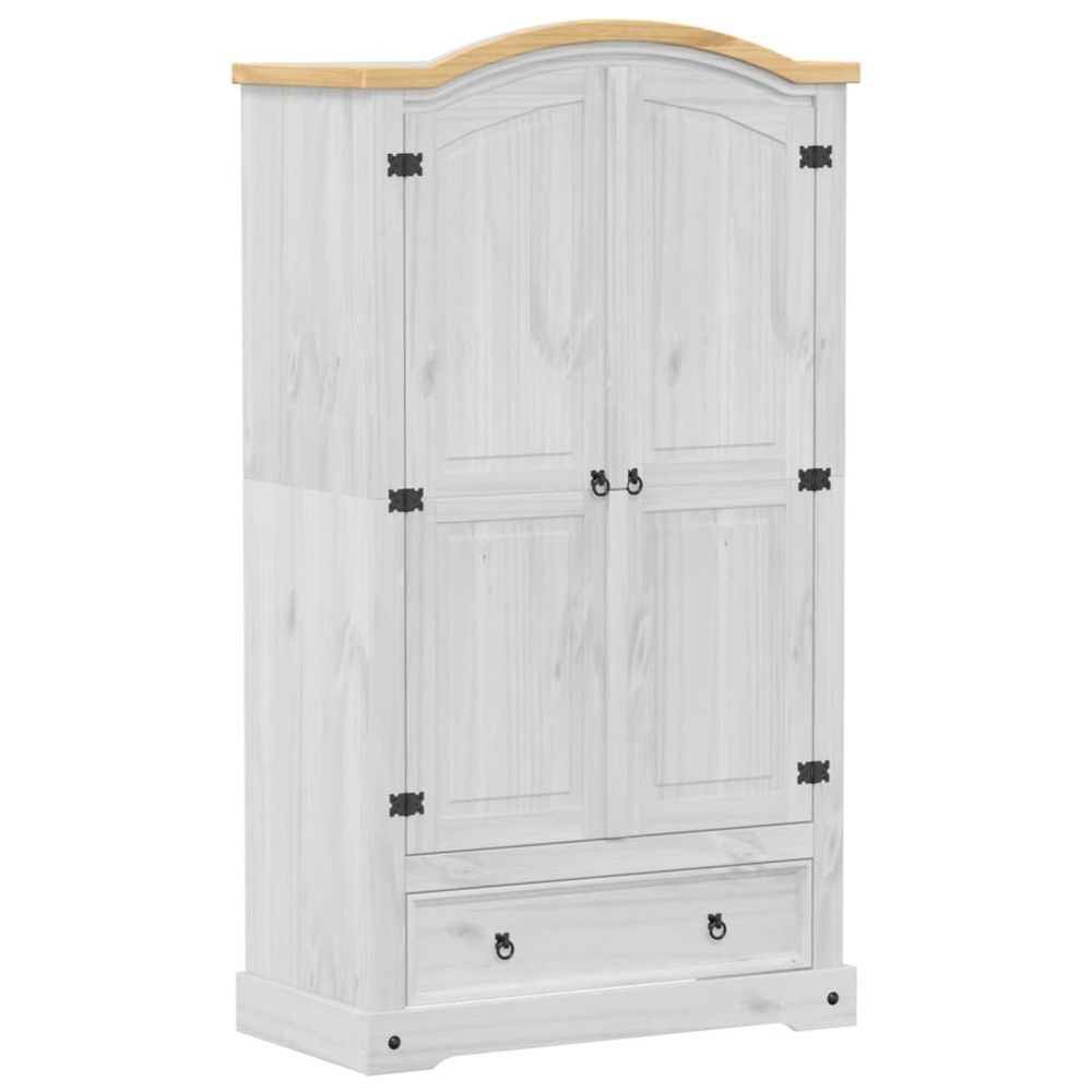 Garde-robe corona blanc 102x52x186 cm bois de pin massif