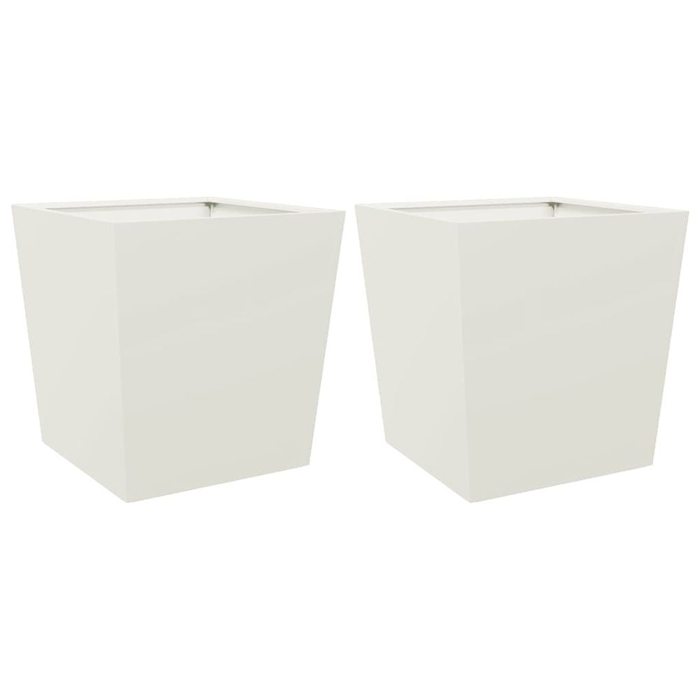 Jardinière d'extérieurs 2 pcs blanc 50x50x50 cm acier