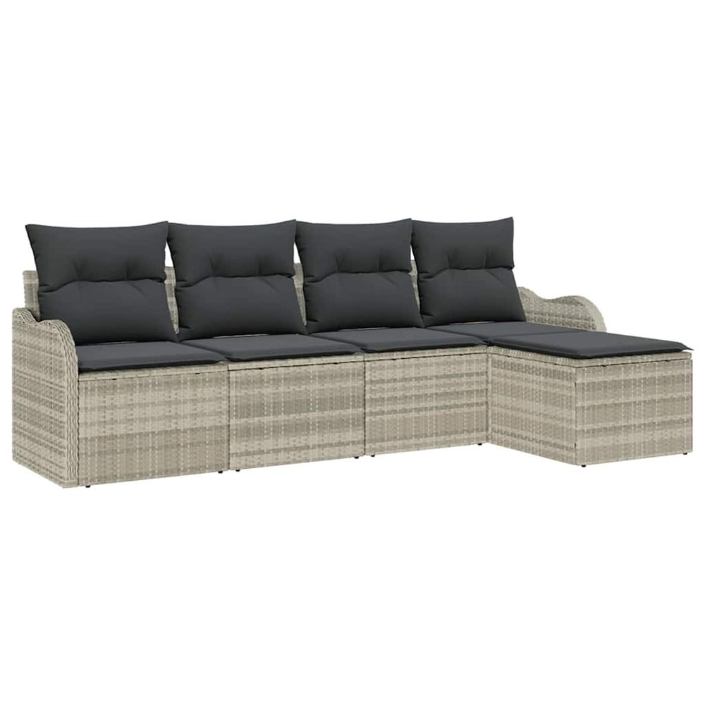 Ensemble de canapé de jardin 5 pc gris clair polyrotin