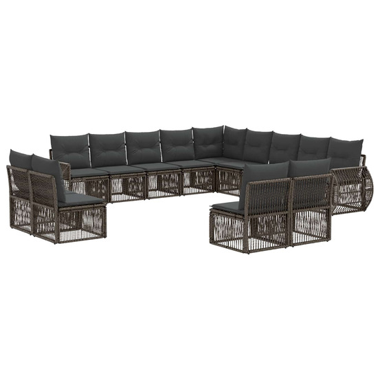 Ensemble de canapé de jardin 13 pcs gris et gris foncé