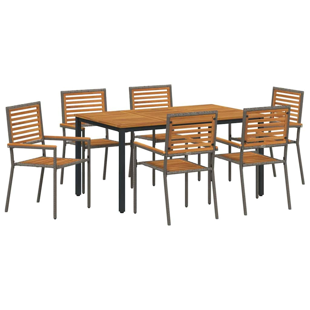 Ensemble de salle à manger pour jardin 7 pcs gris et marron