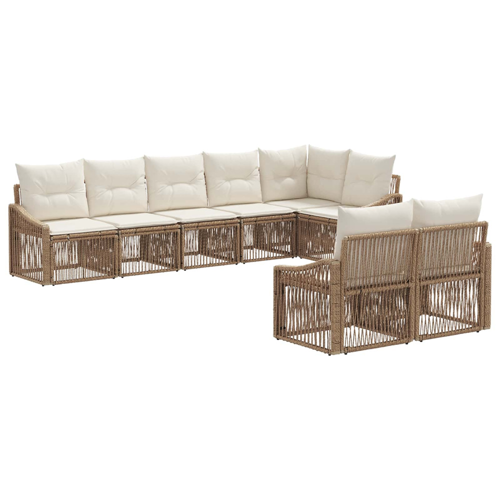 Ensemble de canapé de jardin 8 pcs beige polyrotin