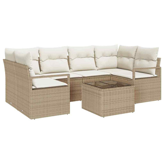 Ensemble de canapé de jardin avec coussin 7 pcs beige et crème