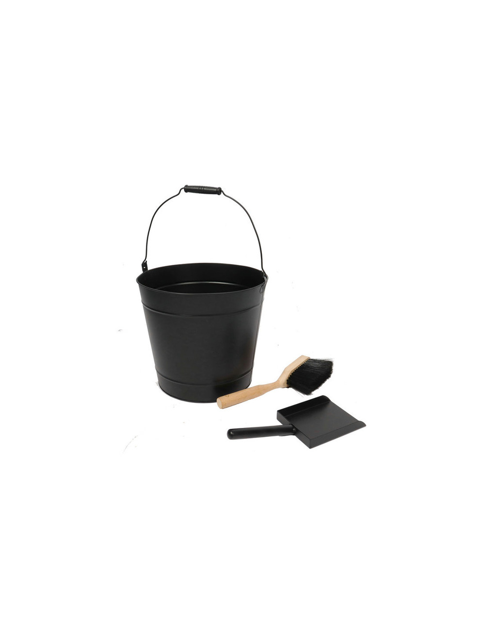 Set seau a cendre acier noir