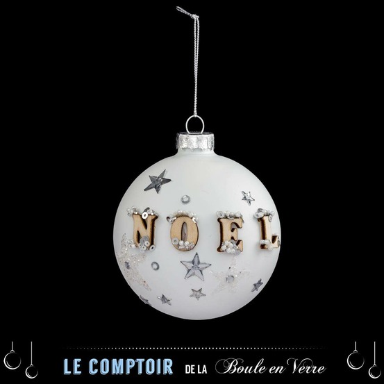 Boule noël et étoile 8cm verre