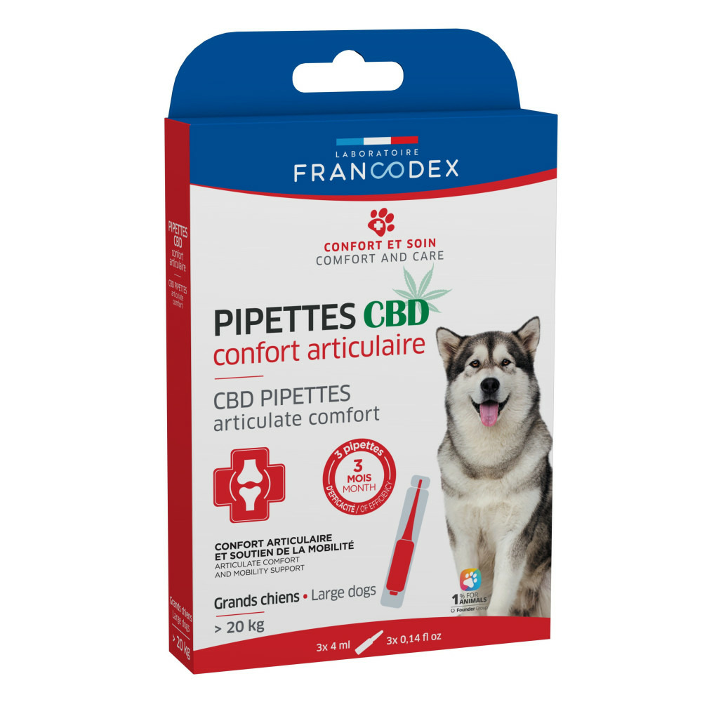 3 pipettes c b d confort articulaire pour chien de plus de 20 kg