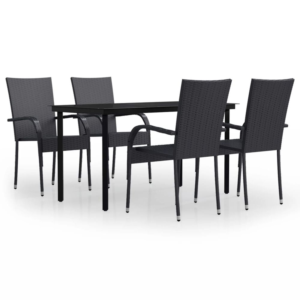 Ensemble à manger de jardin 5 pcs noir