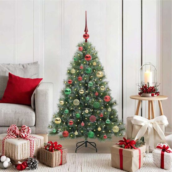 Mon premier sapin de noël artificiel 120 cm, kit complet led et boules