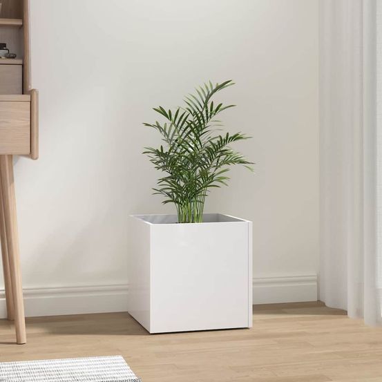 Jardinière carrée bois d'ingénierie laquée pour intérieur blanc brillant 40cm