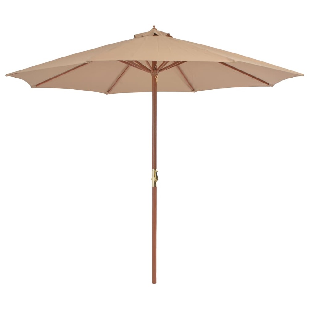 Parasol d'extérieur avec mât en bois 300 cm taupe
