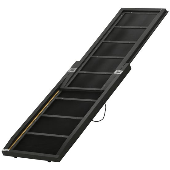Rampe pour chien en bois d'épicéa animaux de compagnie accès coffre voiture 165x43cm noir