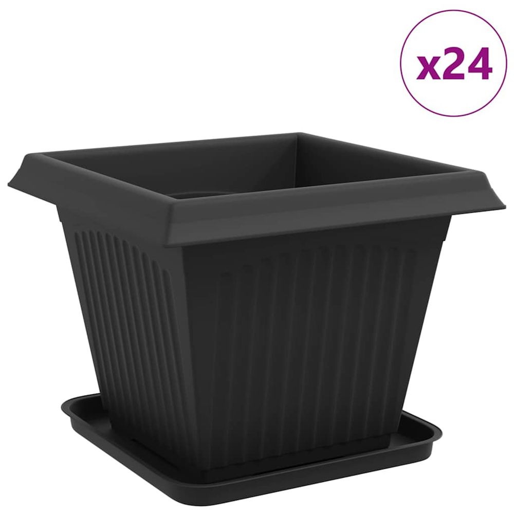 Pots de plantes 24 pc noir plastique