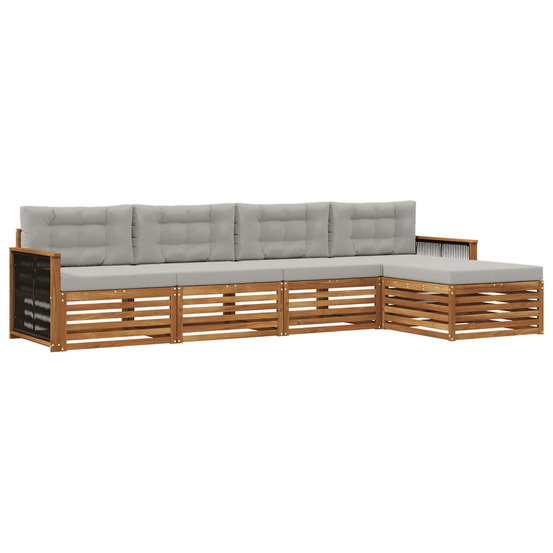 Ensemble de canapés d'extérieur 5 pcs naturel et gris clair