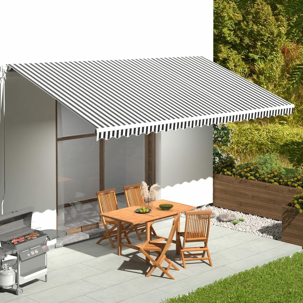 Tissu de remplacement pour auvent anthracite et blanc 6x3 m