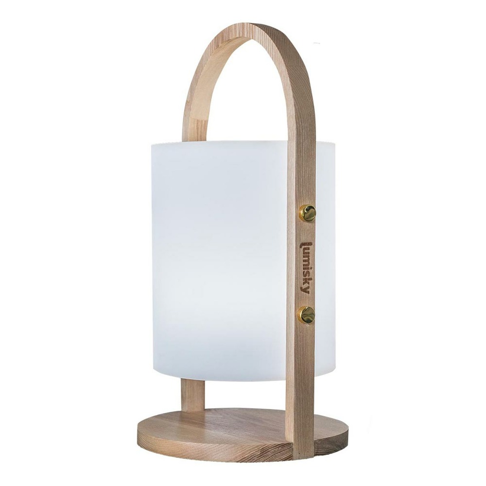 Lanterne sans fil led woody bois bois h37cm
