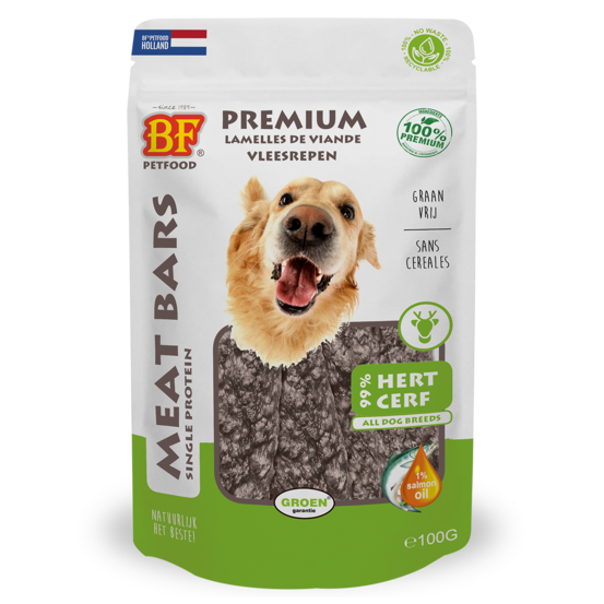 Friandises, lamelles viande séchée au cerf, sans céréales, sachet de 100g