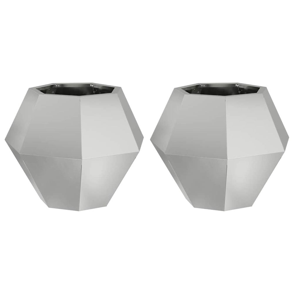 Jardinière d'extérieur 2 pc argenté 50 x 50 x 40 cm acier galvanisé