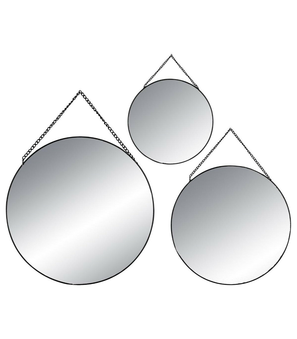 Lot de 3 miroirs à suspendre en métal noir