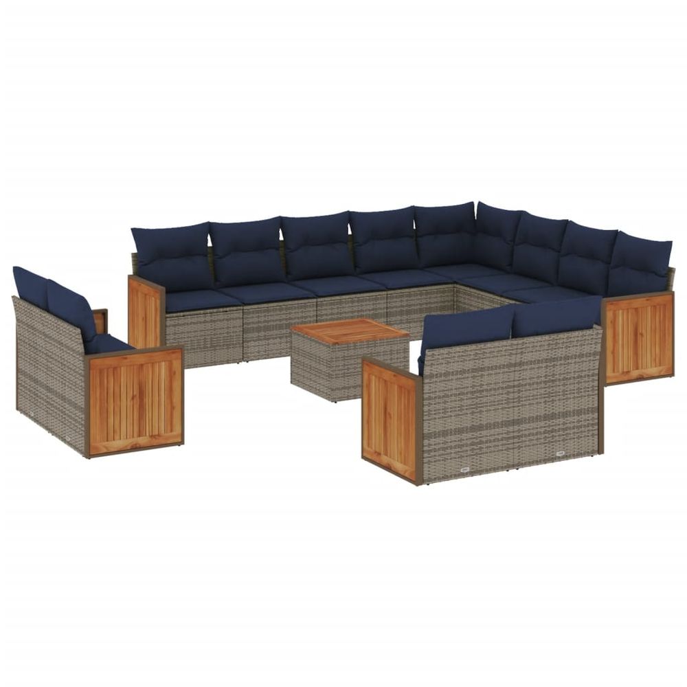 Ensemble de canapé de jardin 13 pcs avec coussins gris